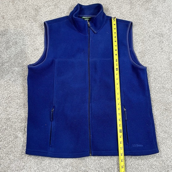 LL Bean Fleece Vest L Blue Full Zip Sleeveless‎ Jacket Outdoor Hiking Layering - Picture 5 of 10